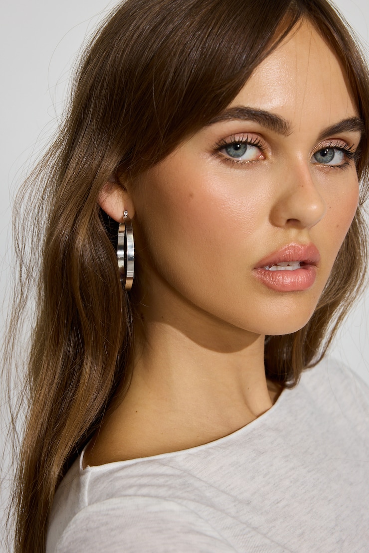 3 Pack Smooth & Textured Hoop Earrings Gray