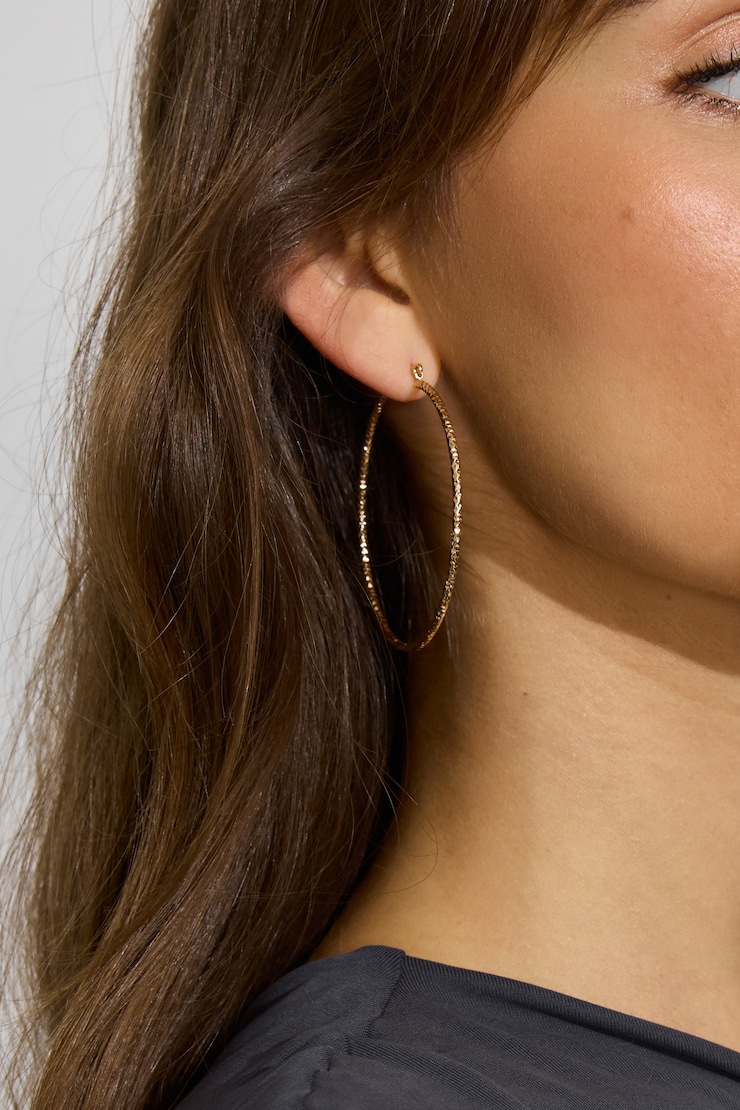 3 Pack Smooth & Textured Hoop Earrings Yellow
