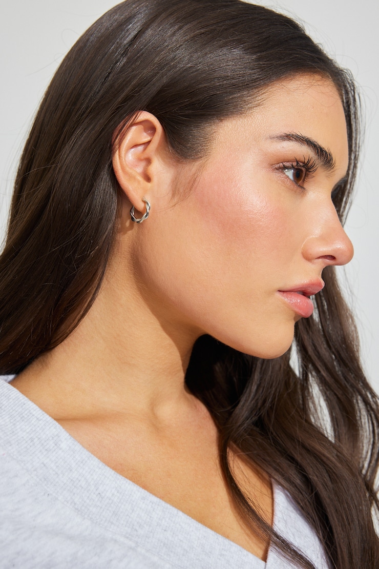 3 Pack of Twist Drop and Hoop Earrings GREY