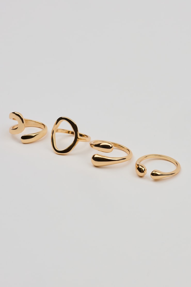 Set of 4 Open Shaped Rings Yellow