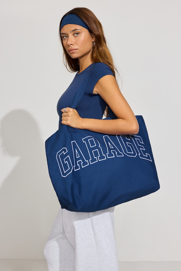 GARAGE Branded Solid Base Tote Bag Blue