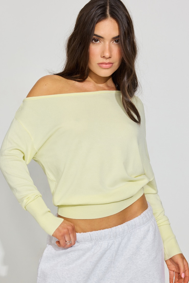 Rae Asymmetric Fine Sweater Yellow